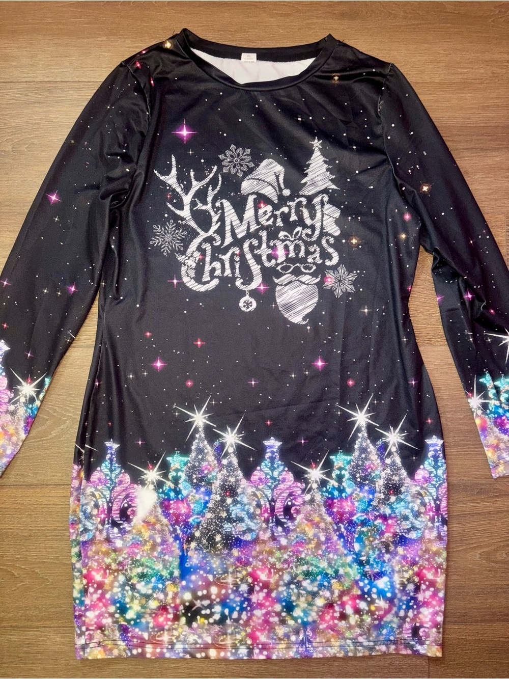🎄 Ladies long sleeve “Merry Christmas” Casual Holiday Mini Dress (Size XL) - Picture 4 of 8